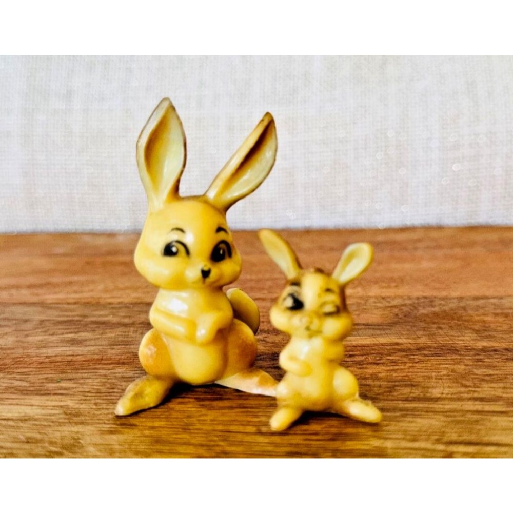 Easter Wilton Plastic Bunny Set of 2 1960s Hong Kong Mid Century Holiday Decor